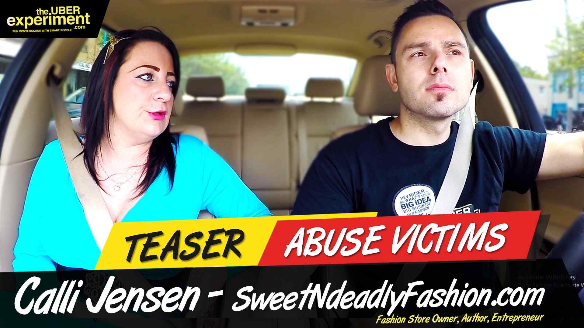 ABUSE VICTIMS - Fashion Store Owner CALLI JENSEN Rides The UBER Experiment Reality Talk Show
